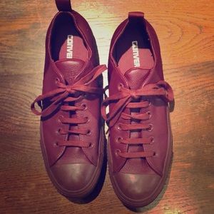 Maroon leather Converse